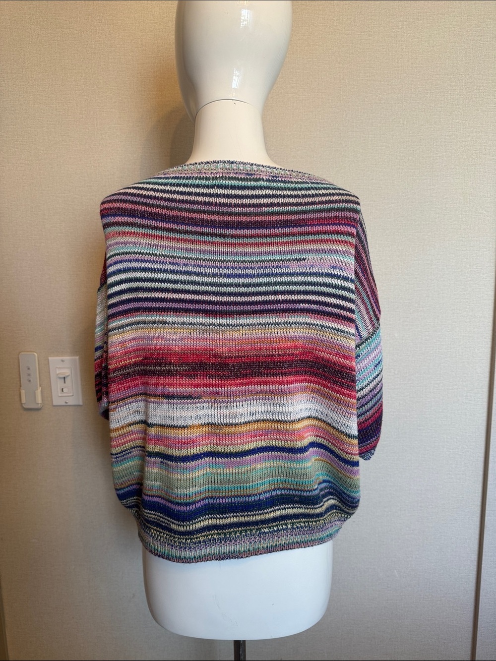 Anthropologie Multicolor Striped Short-Sleeve Crew Neck Sweater - Picture 3 of 4